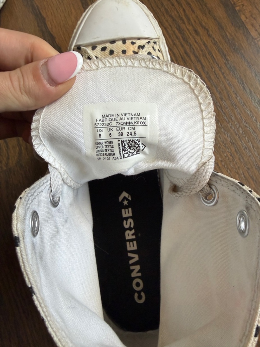 Converse Platform High Top Sneakers - White with Black Spots - Picture 2 of 5